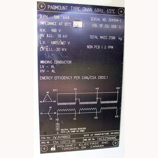 Moloney Electric Transformer Supplier Worldwide Used 500 kVA 480V