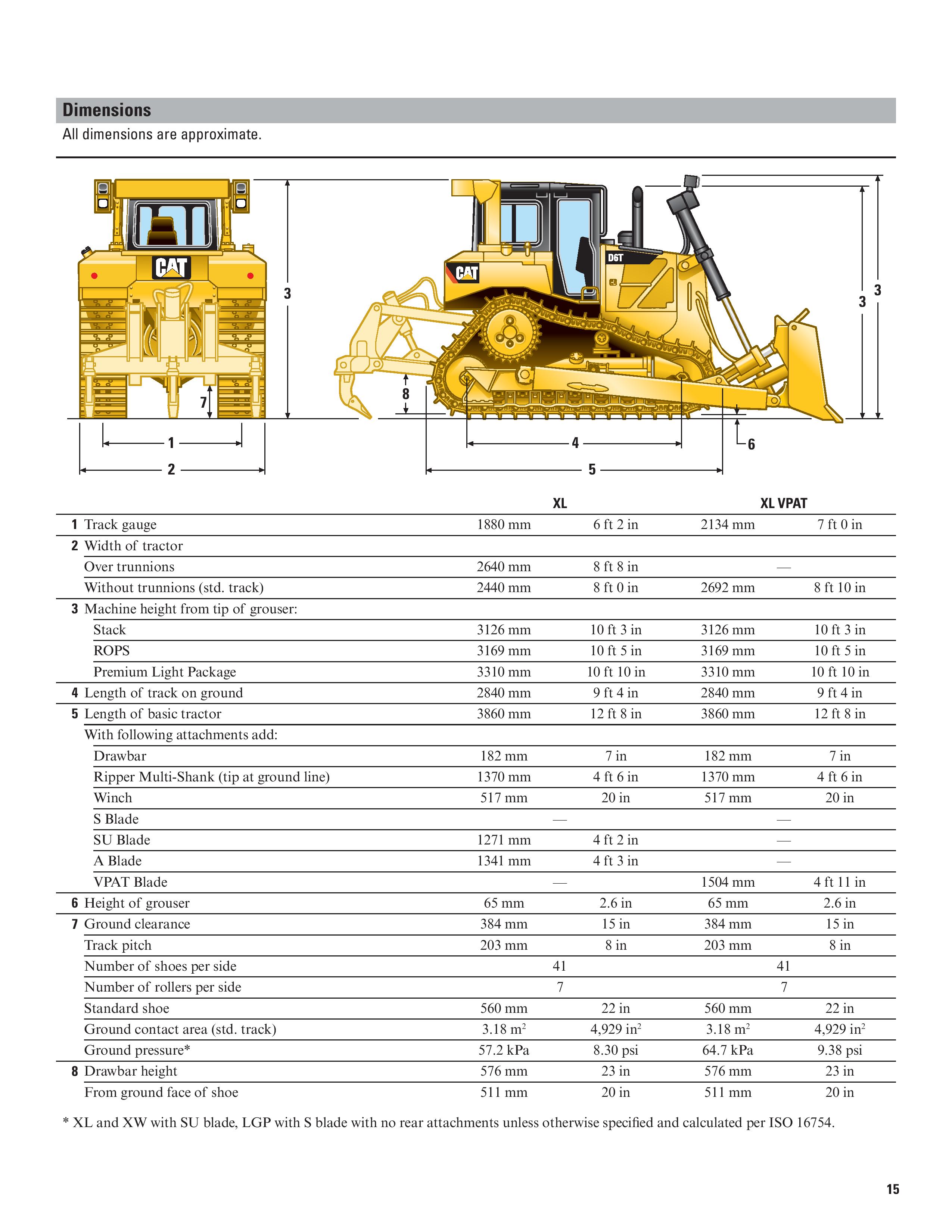 caterpillar d6t xl especificaciones