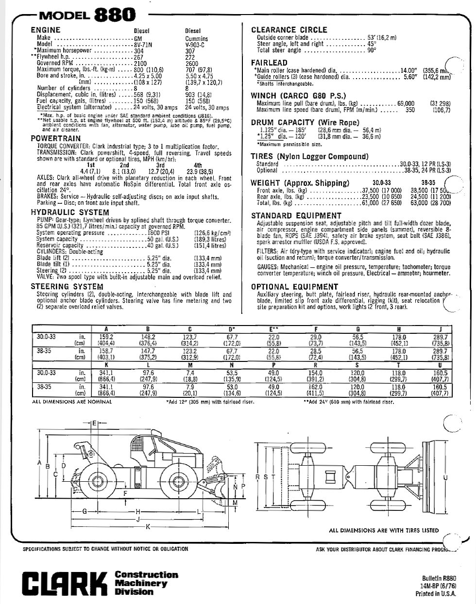 880 Skidder Specs