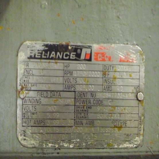 Reliance Electric 200 HP DC Motor